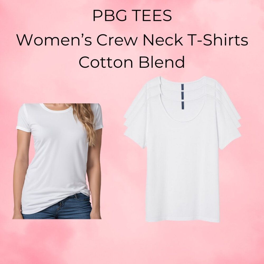 Women's Crew T-shirt 3 Pack Cotton Blend White S-3X